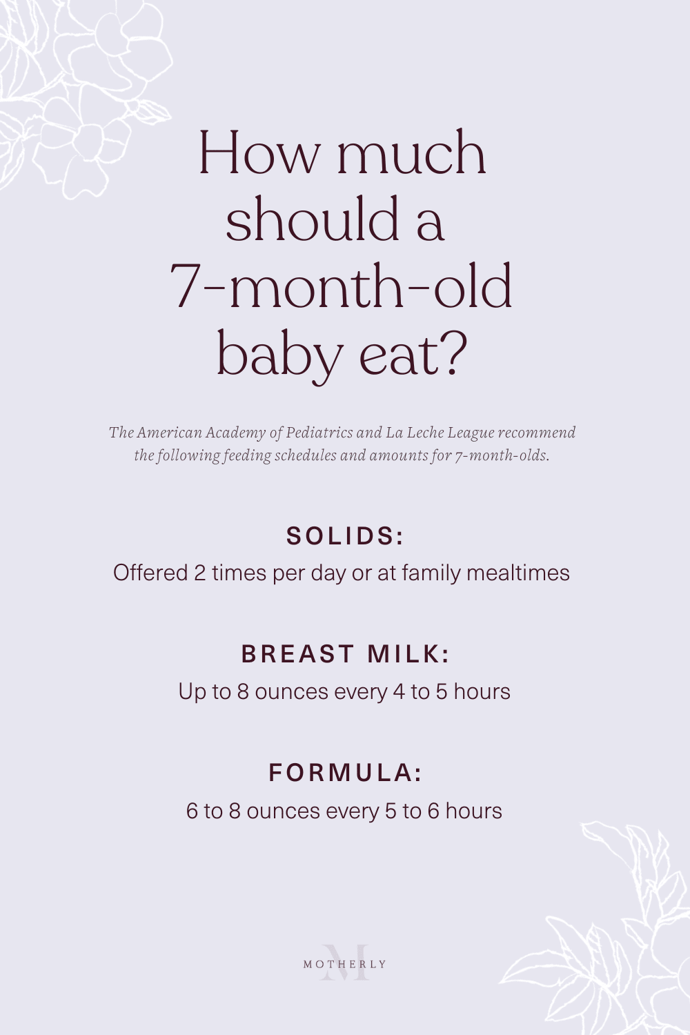printable summary of 7-month-old baby feeding schedule - breast milk and formula