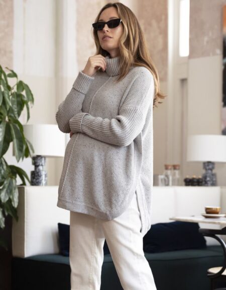 Seraphine Grey Cotton Cape-Style Maternity Sweater