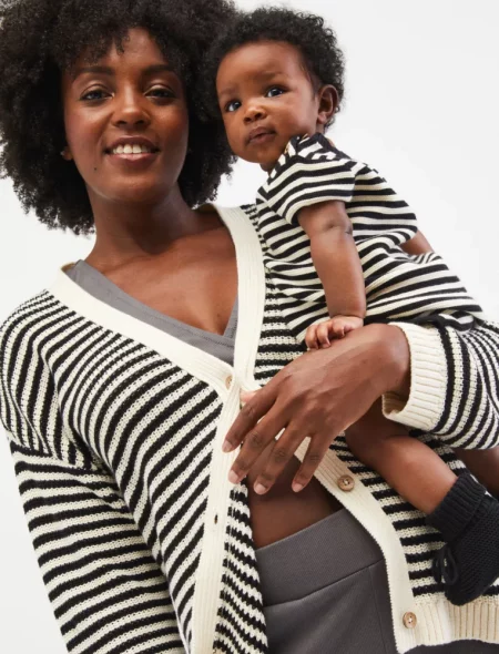 black and white striped cardigan