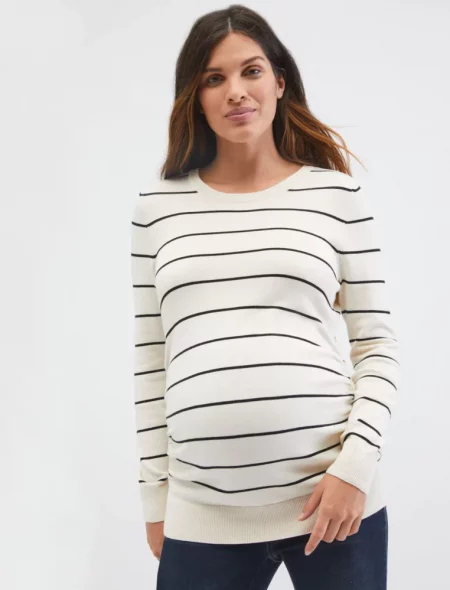 black and white striped maternity sweater