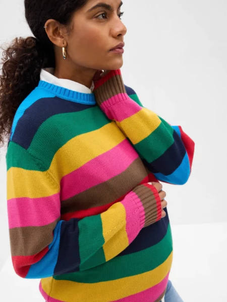 colorful striped maternity sweater