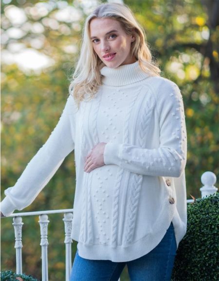cream cotton cable knit maternity sweater