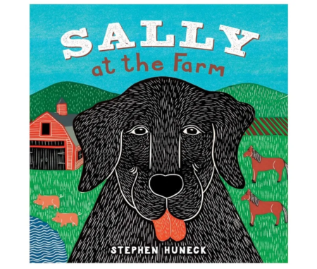 sally at the farm, an animal themed board book for babies