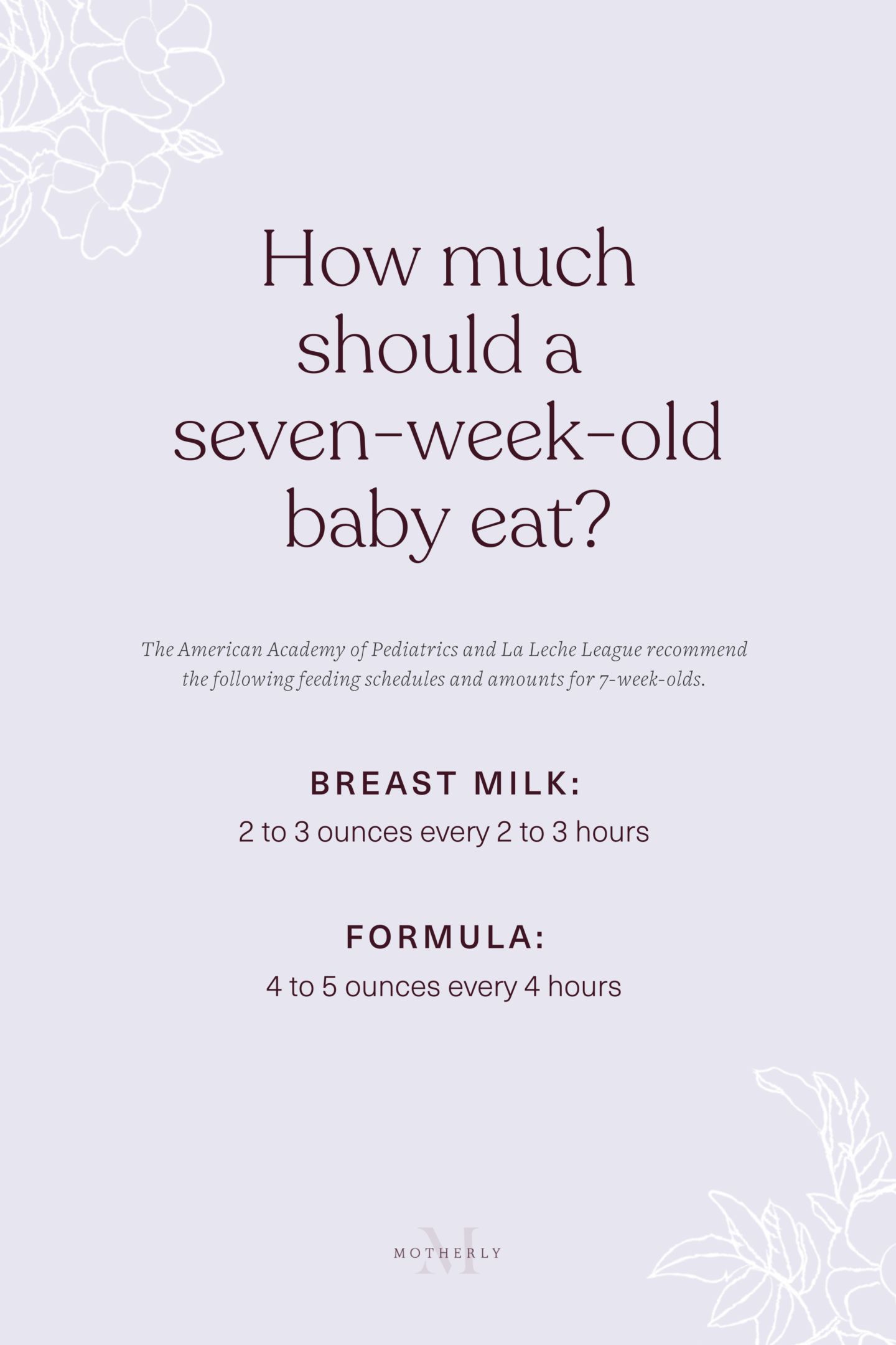 printable summary of 7-week-old baby feeding schedule - breast milk and formula