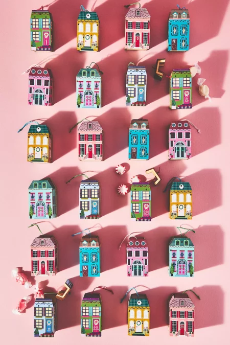 Anthropologie Winter City Advent Calendar Ornament Set