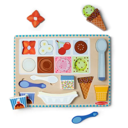 Melissa & Doug Wooden Magnetic Ice Cream Puzzle & Play Set