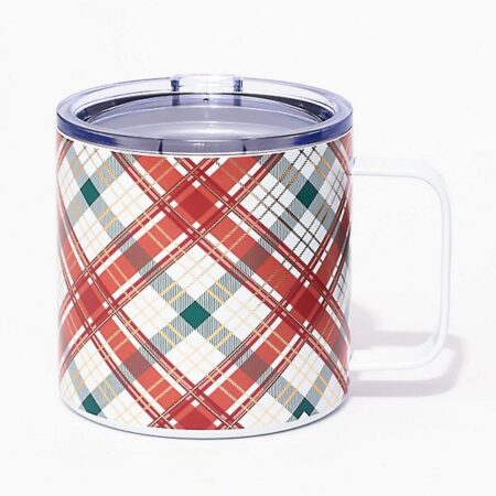 Paper Source Holiday Plaid Travel Mug