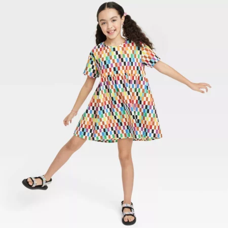 Target Kids Rainbow Checkered A-Line Dress