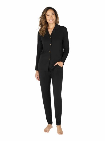 womens-black-pajama-set