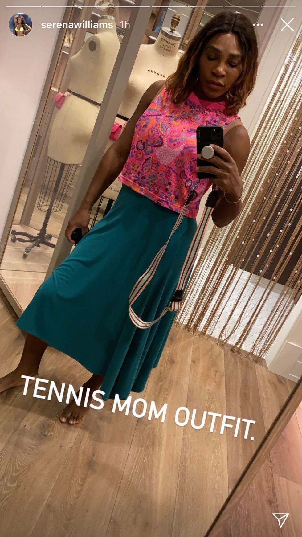 Serena Williams models her 'tennis mom outfit.'