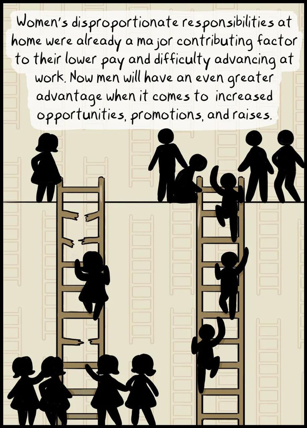 Illustration-of-men-and-women-climbing-ladders