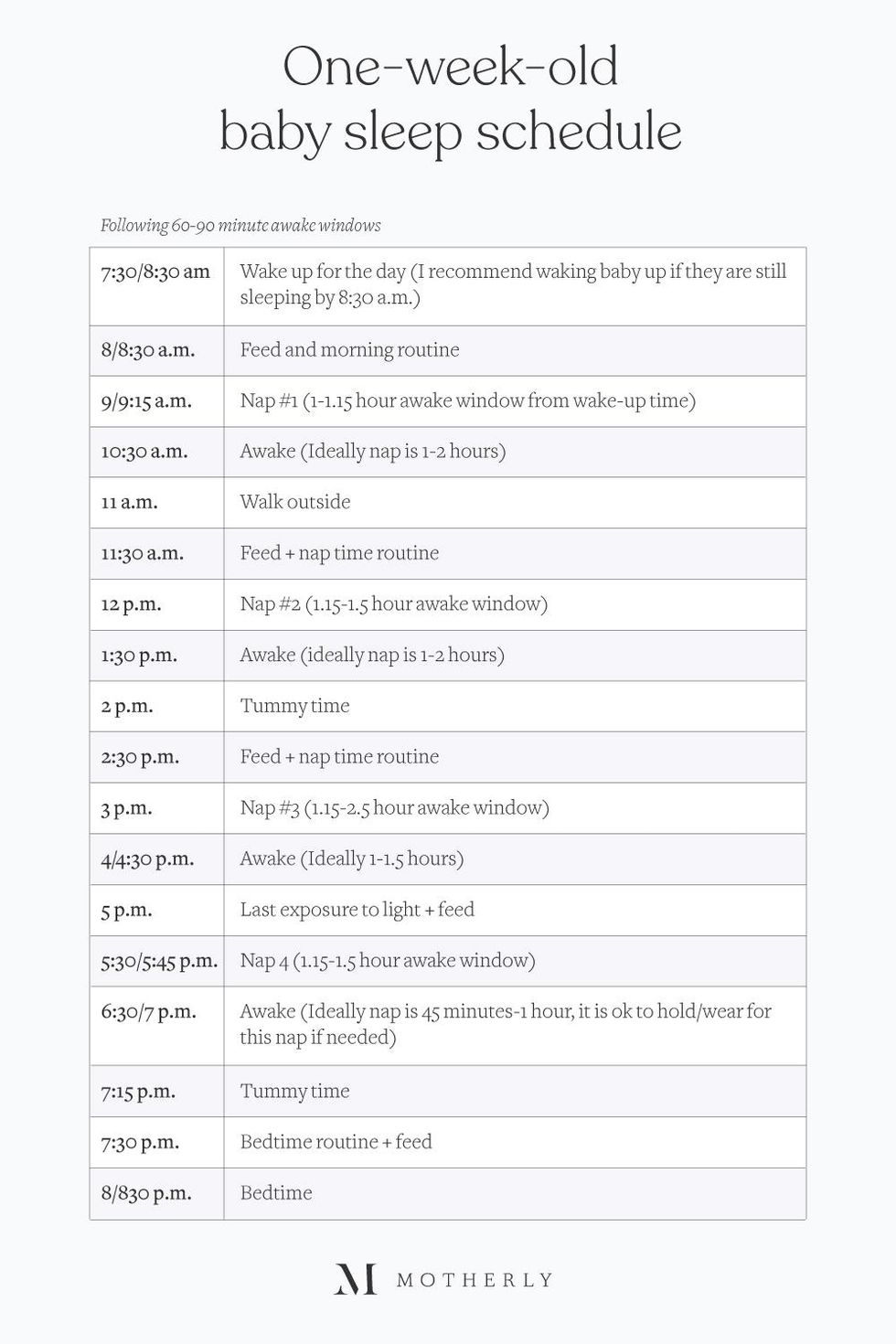 one week old baby sleep schedule