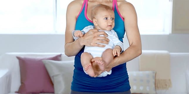 mom working out with baby