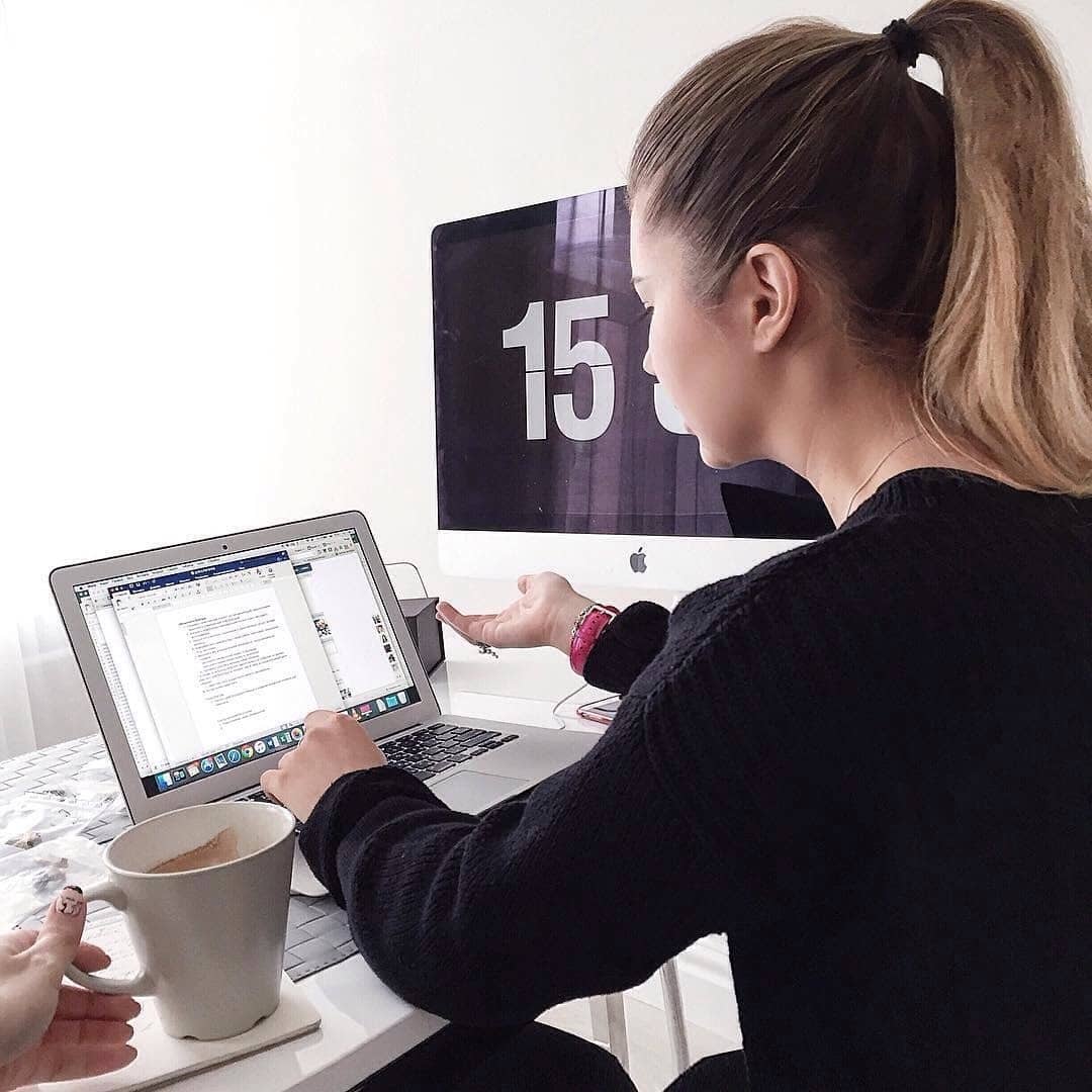 woman working on a laptop