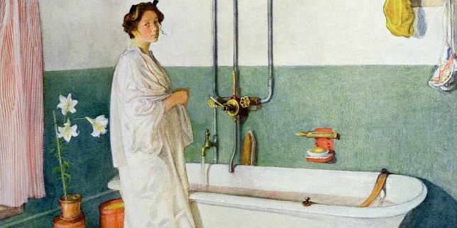 home with kids:  Bathroom Scene, Lisbeth by Carl Larsson.