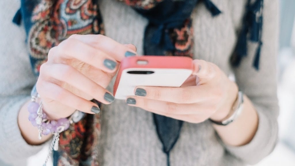 woman on her phone