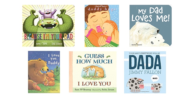 collage of baby books about dads