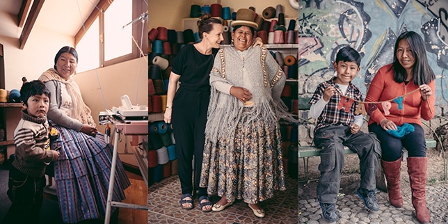 two mothers in commerce standing with clothing