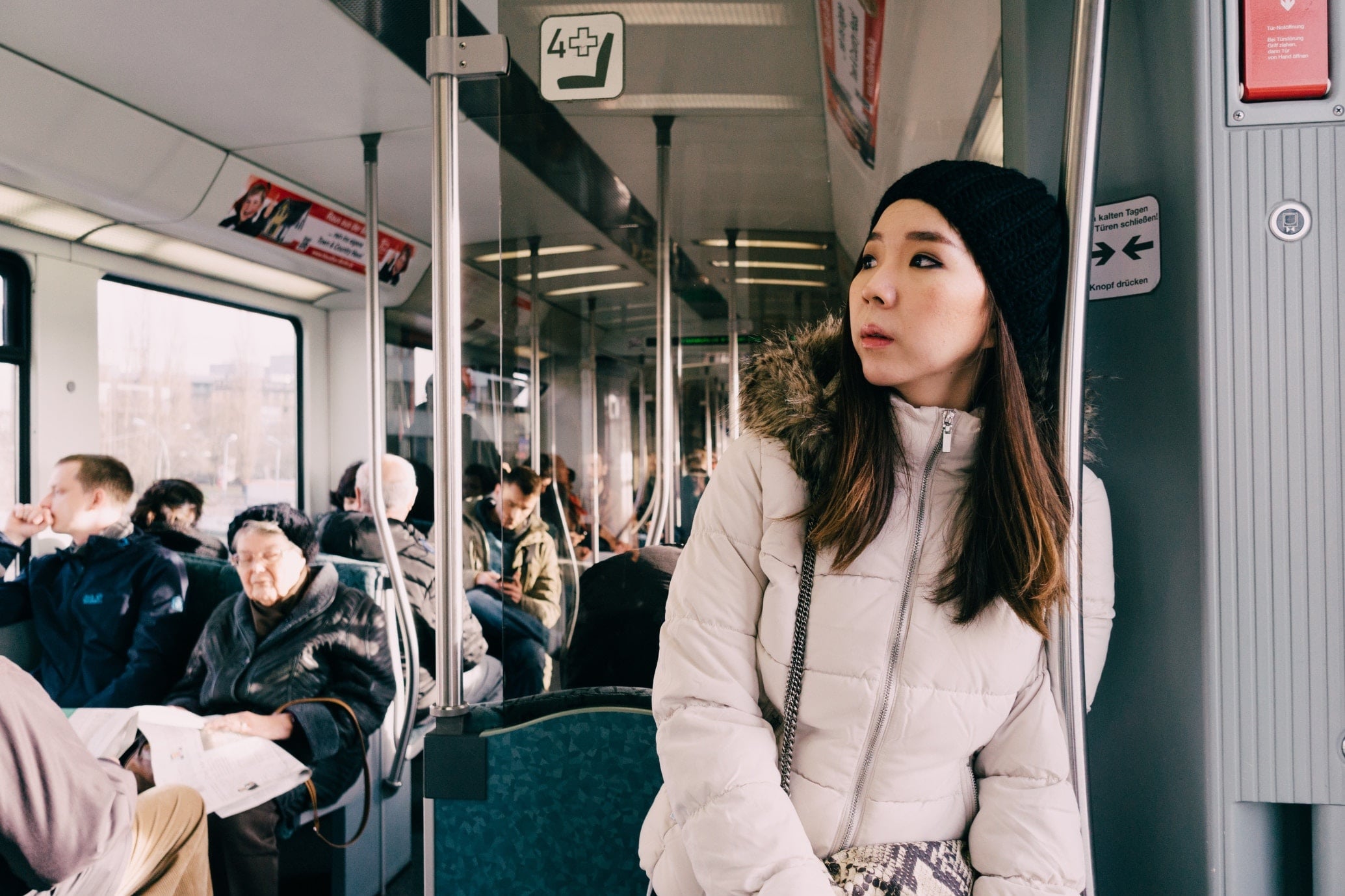 woman on a bus