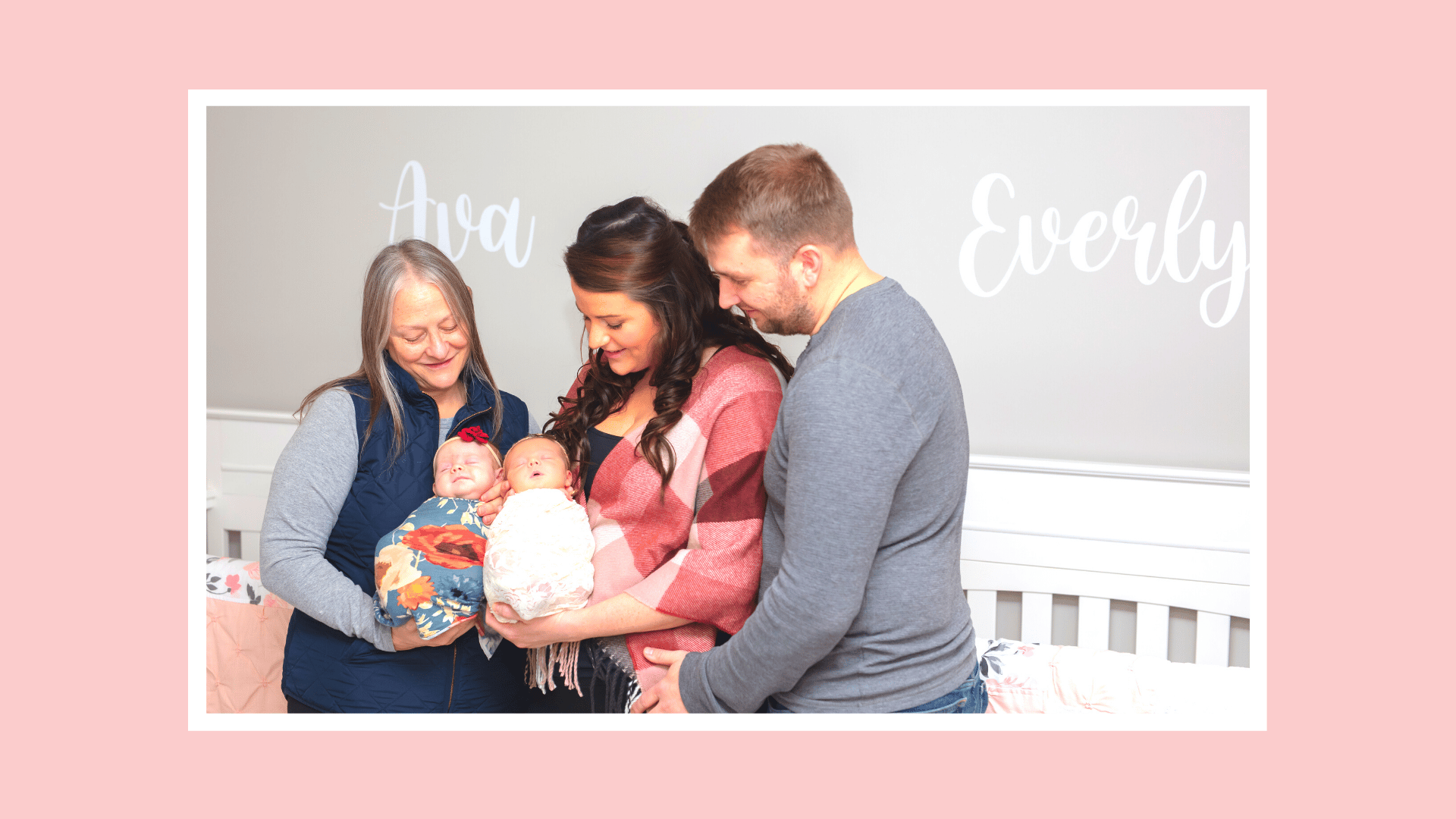 Kyle and Kelsi Pierce and her mother holding their babies