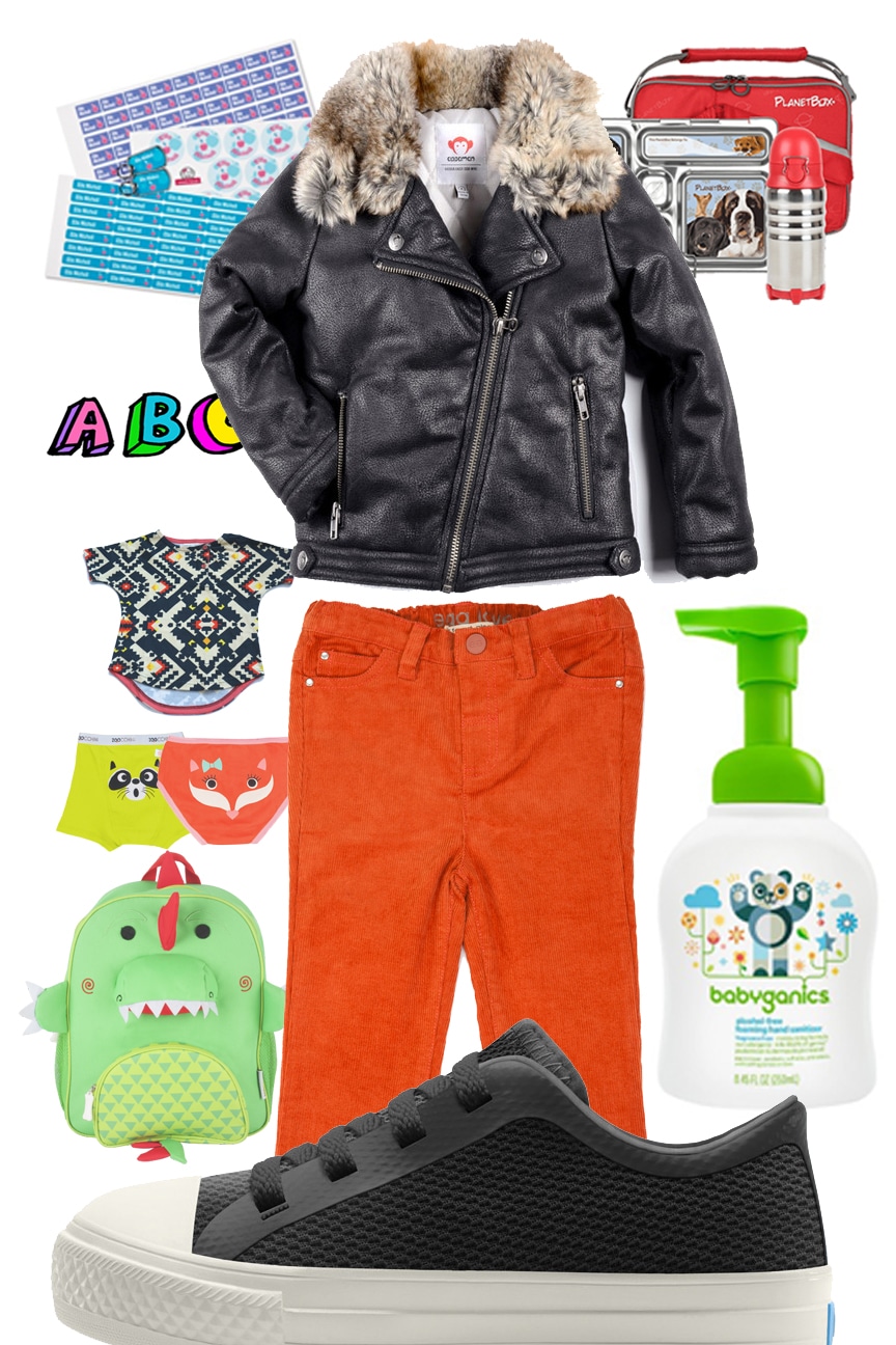 collage of back to school items