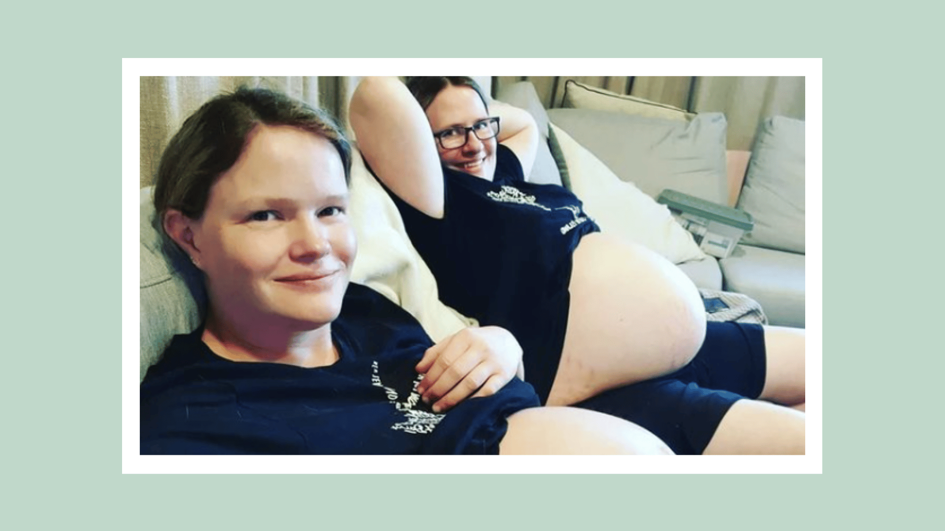 two pregnant women sitting next to each other