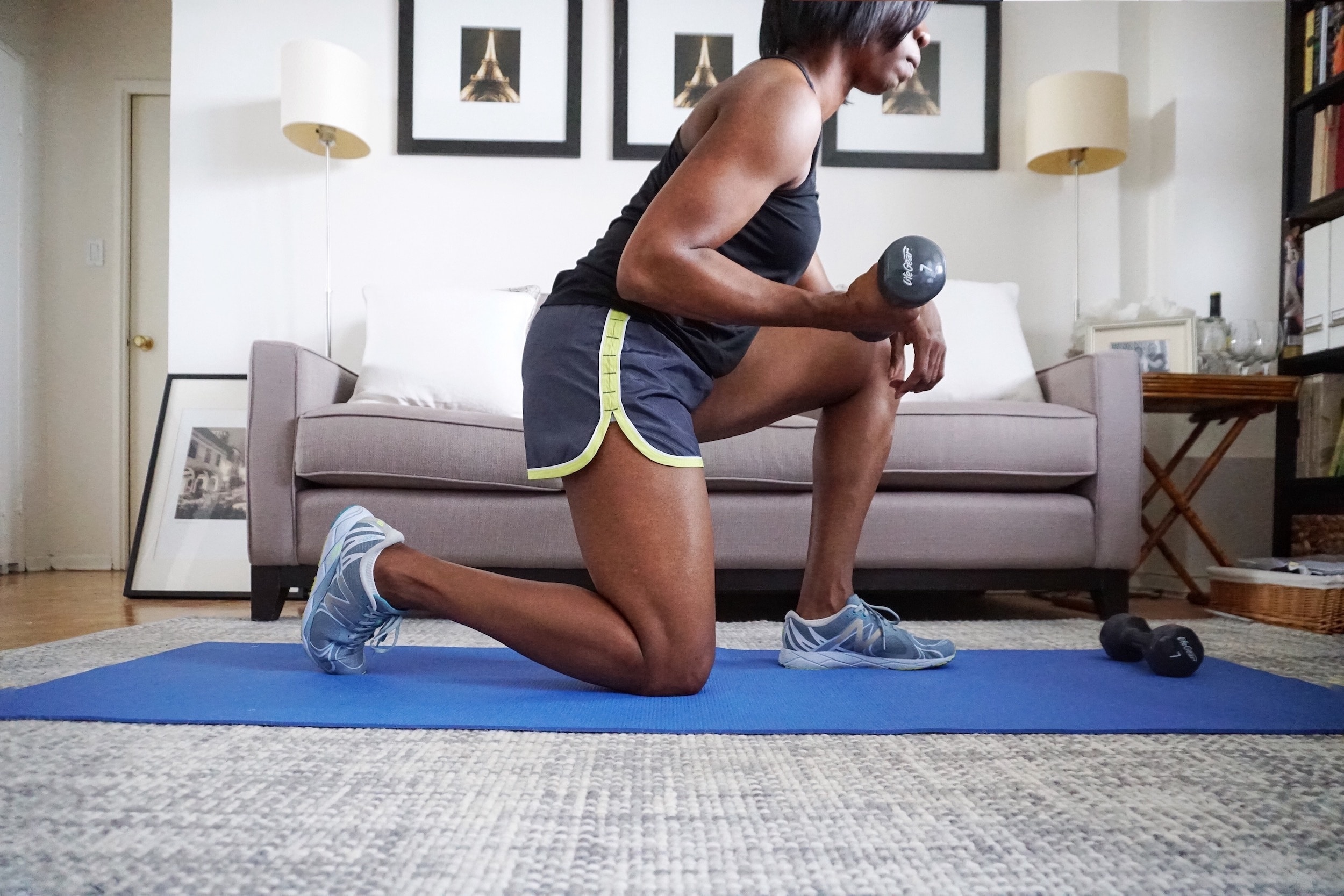 woman exercising in home