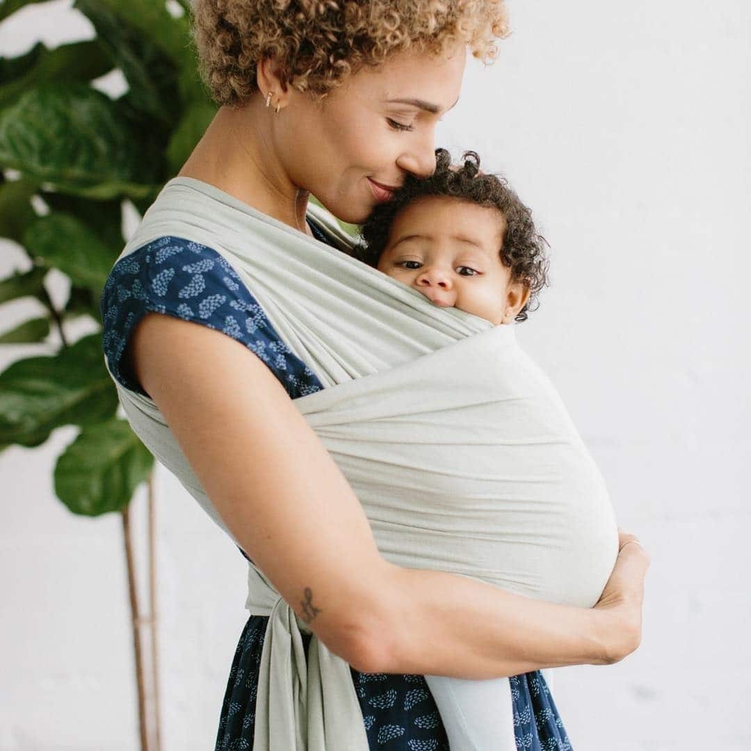 mom wearing baby in a baby carrier