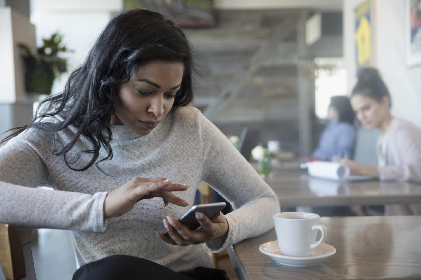 woman on her phone