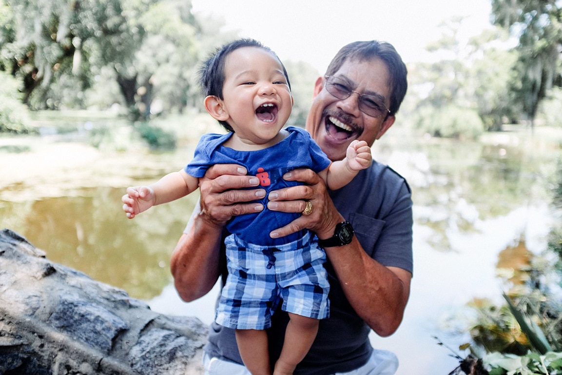 grandpa playing with grandson