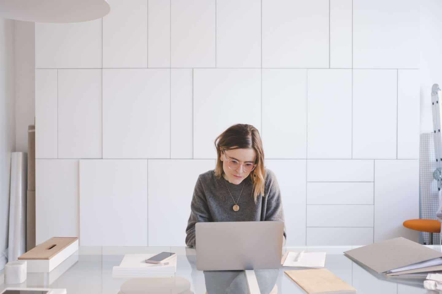 woman working on a computer