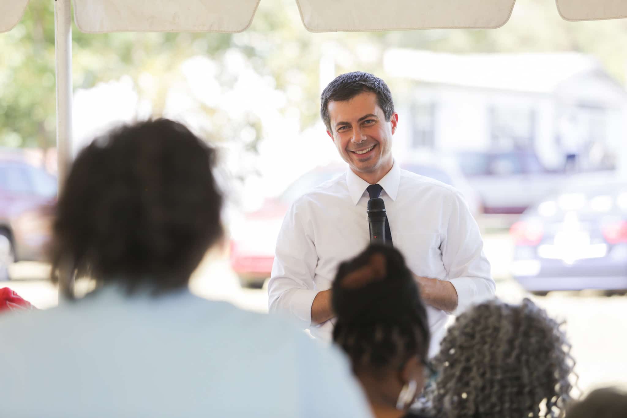 Pete Buttigieg speaking to women