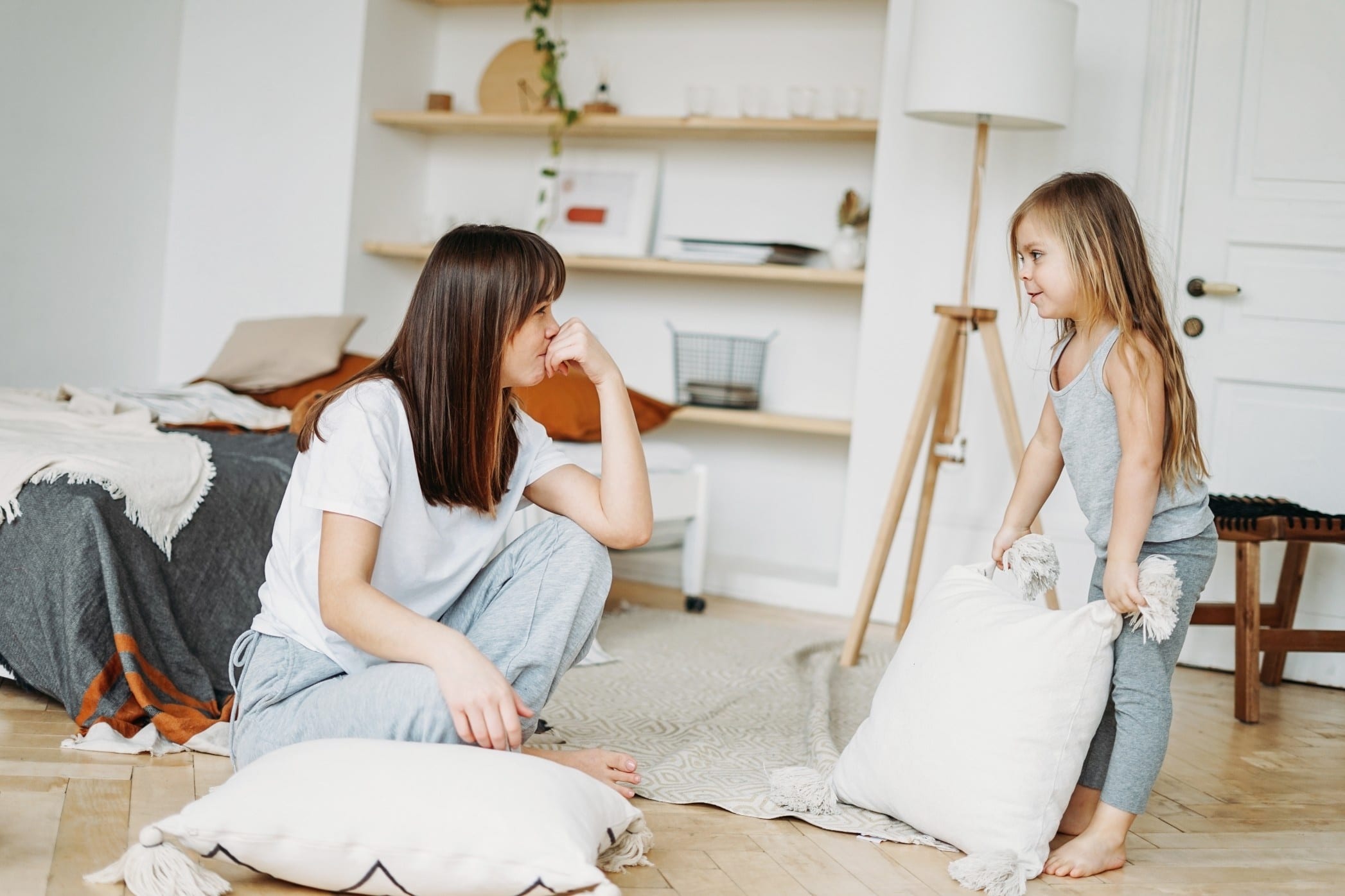 mom and daughter playing