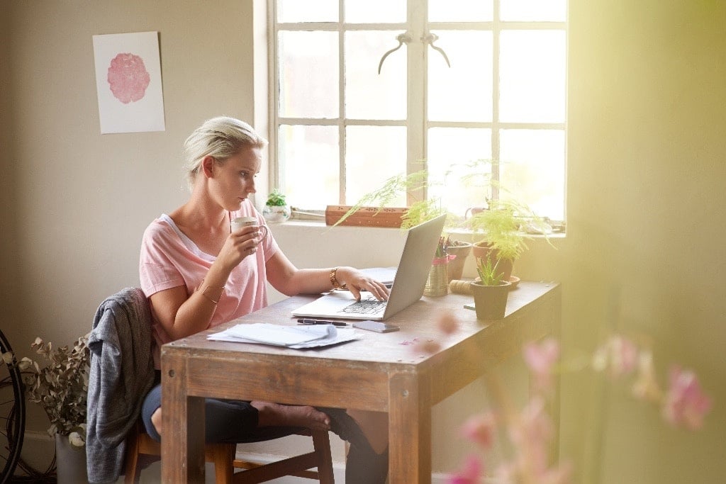 woman working from home