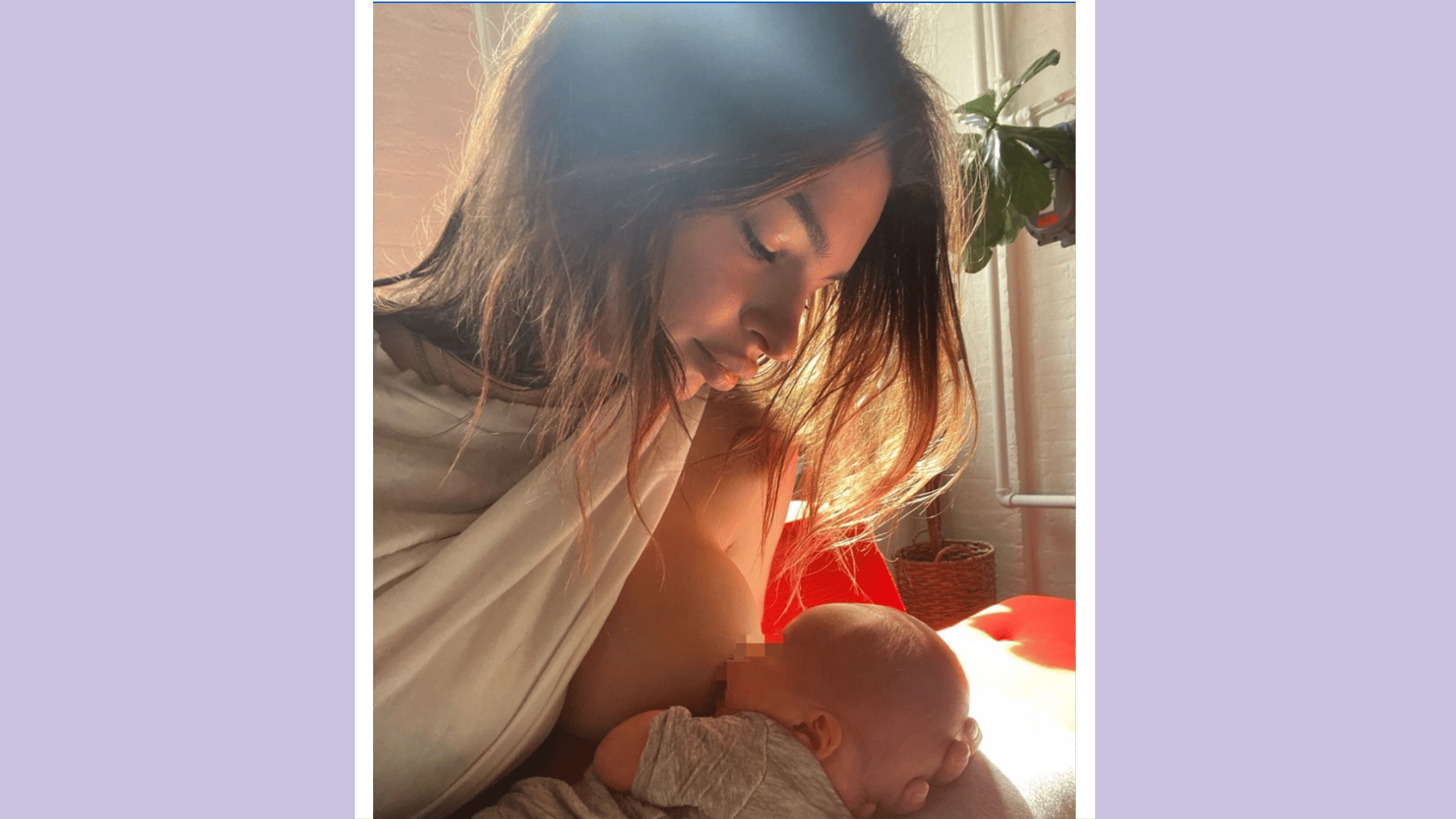 Emily Ratajkowski breastfeeding son