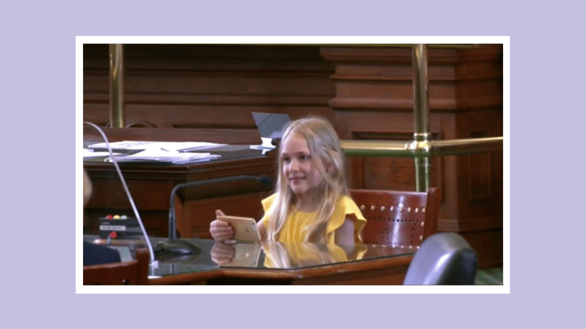 little girl speaking in court