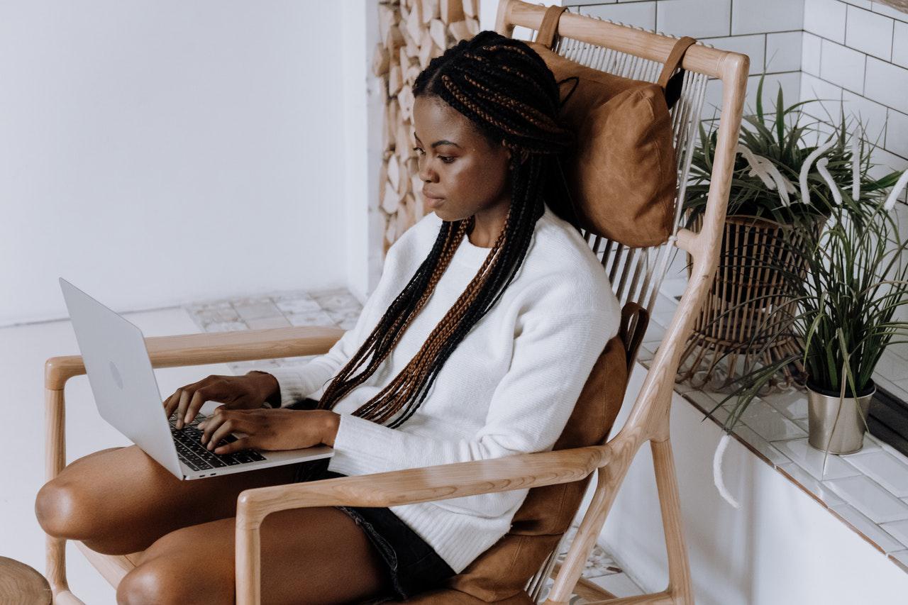 woman working on a laptop