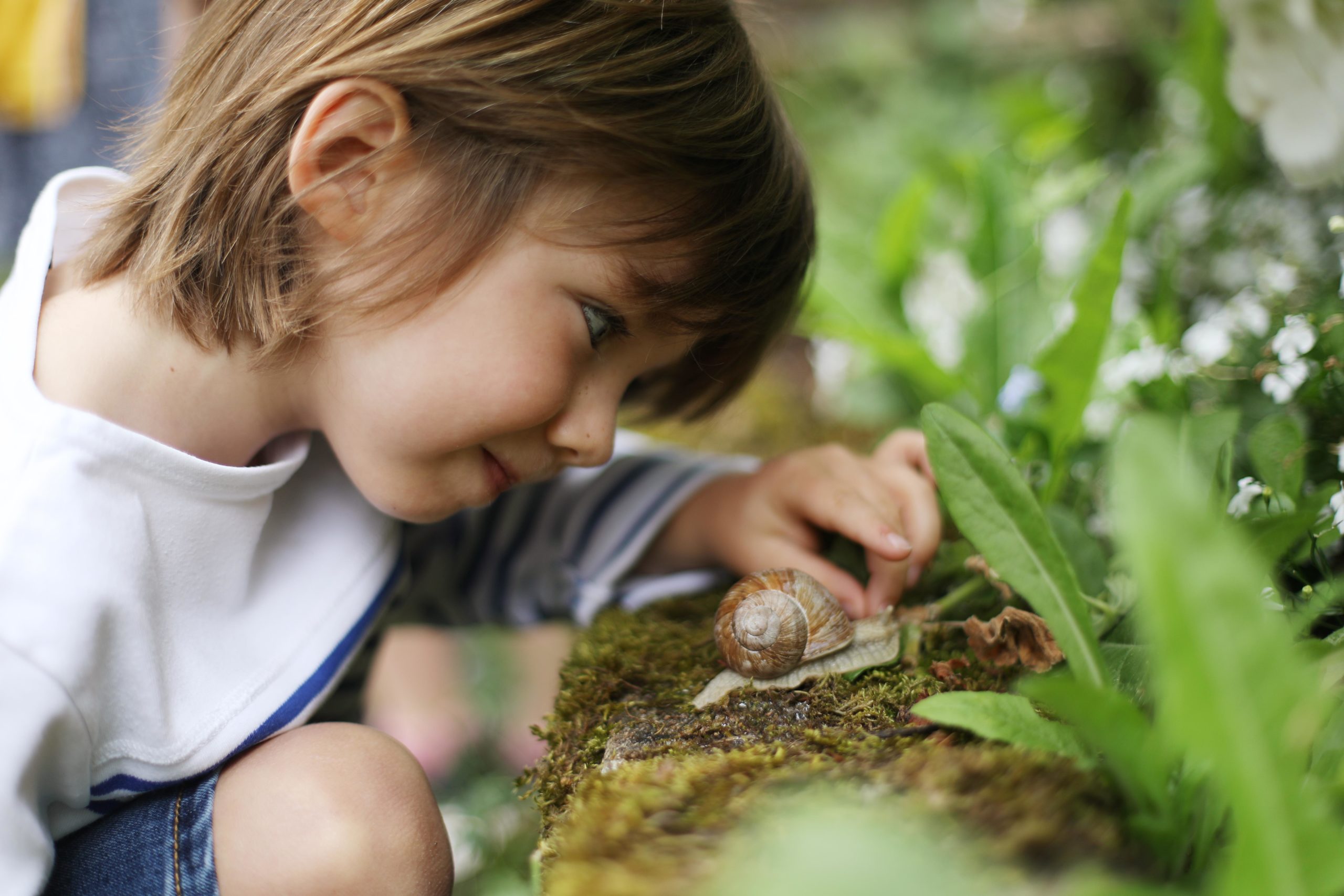 little girl playing in nature