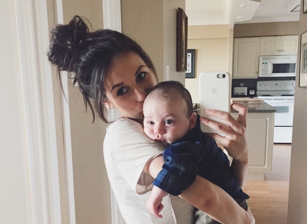 mom taking a selfie with a baby