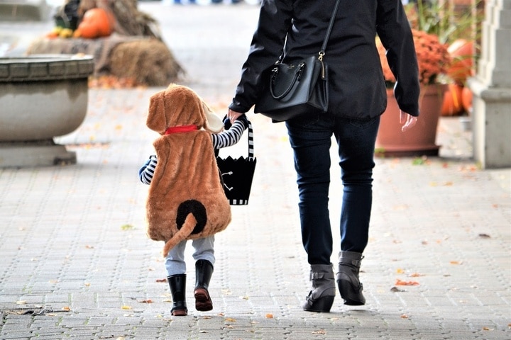 parent and child trick or treating