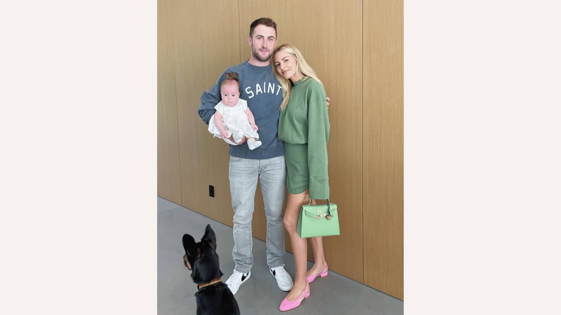 Morgan Stewart with baby and husband