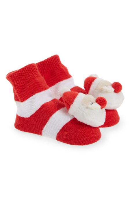 04 Newborn Infant Santa Rattle Toe Socks Motherly