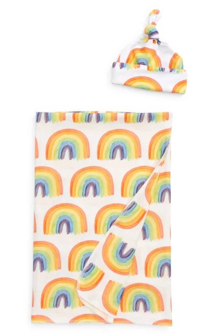 Stina and Mae Over the Rainbow Hat and Blanket Gift Set