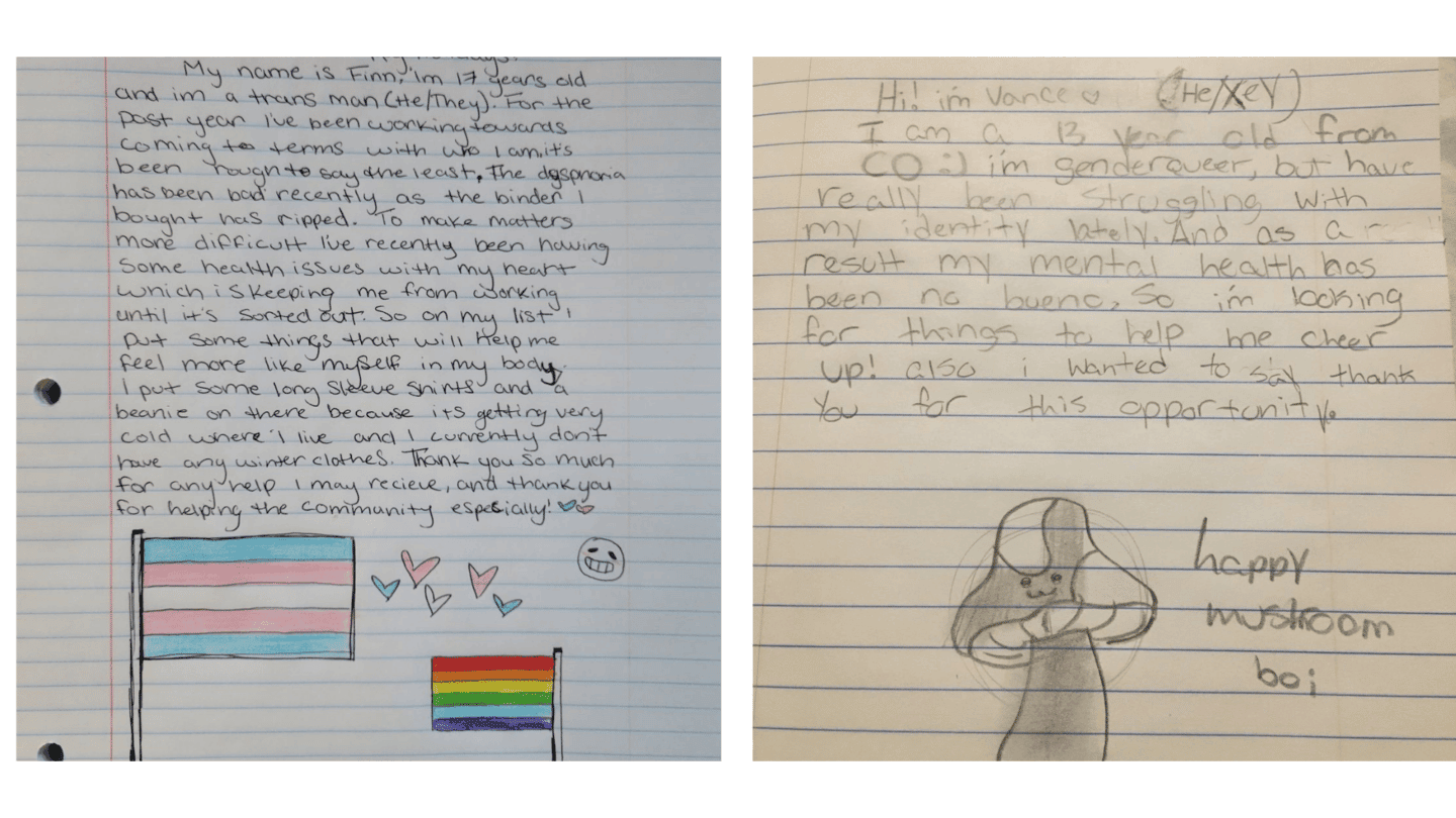 Letters to Transanta from trans youth