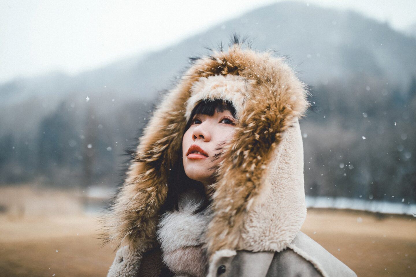 Woman sad in winter