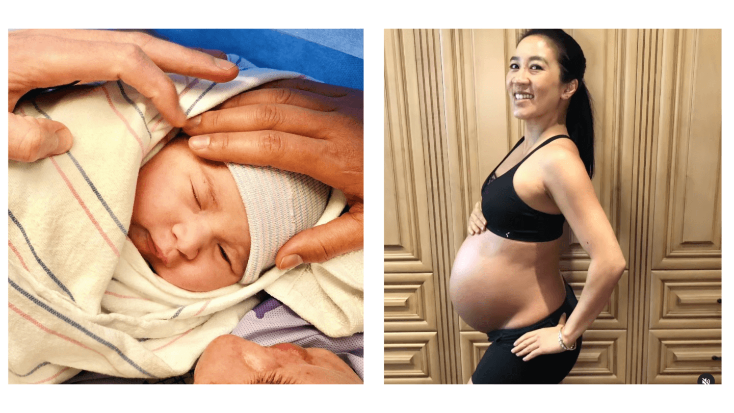 Michelle Kwan poses with baby bump