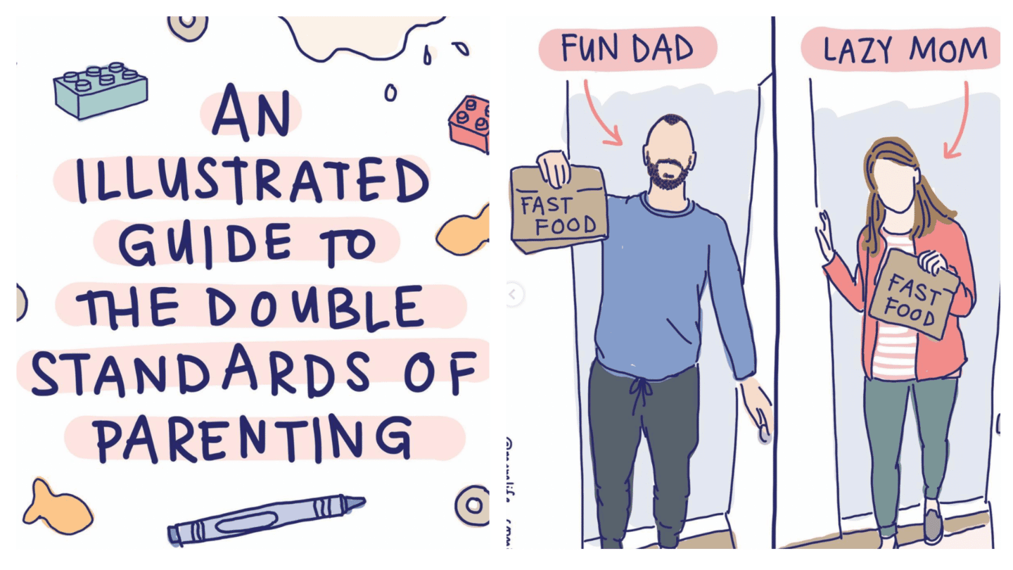 Viral Cartoon Highlights Parenting Double Standards - Motherly Viral Cartoon Highlights Parenting Double Standards - Motherly