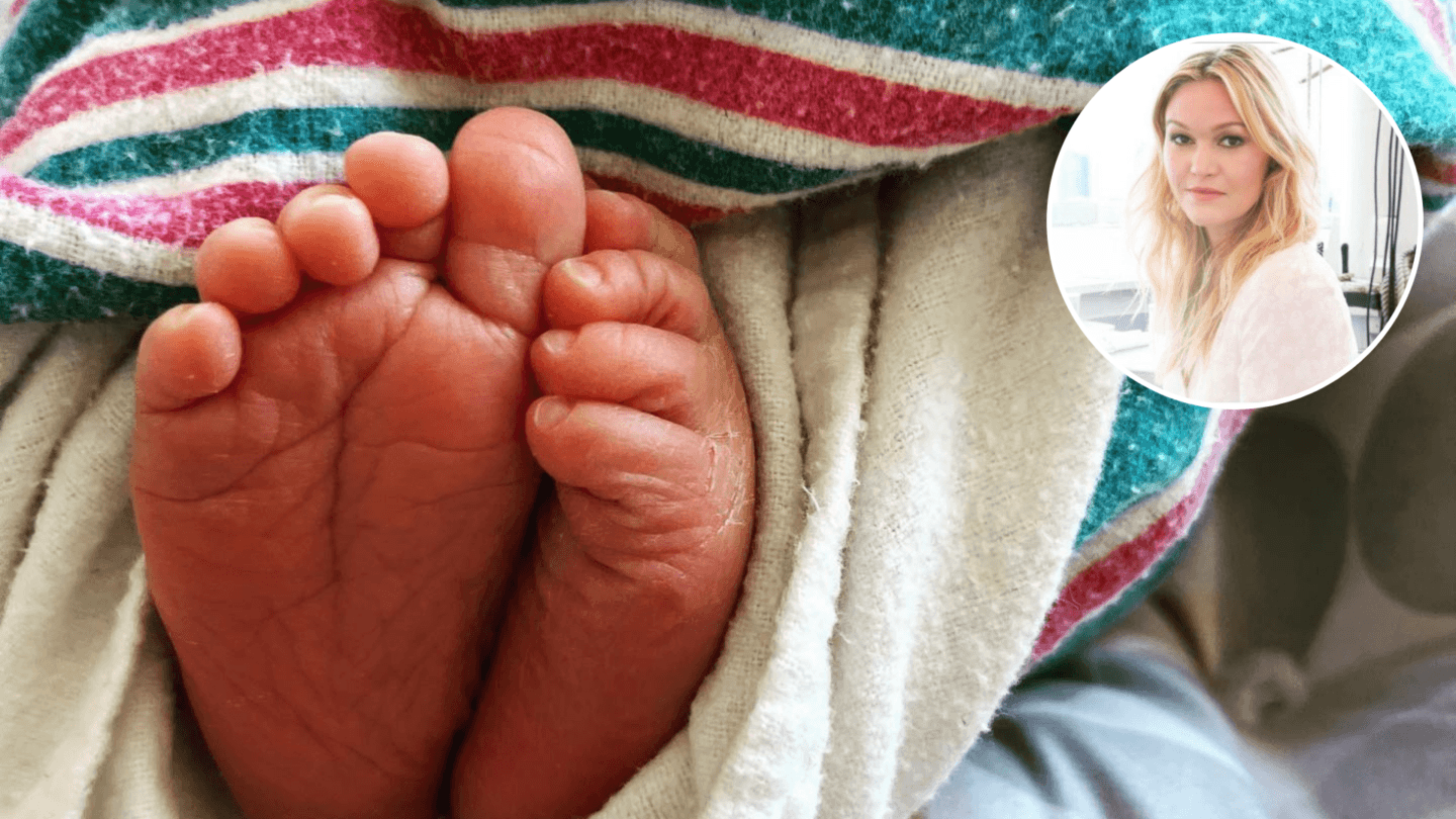Julia Stiles and her newborn second baby