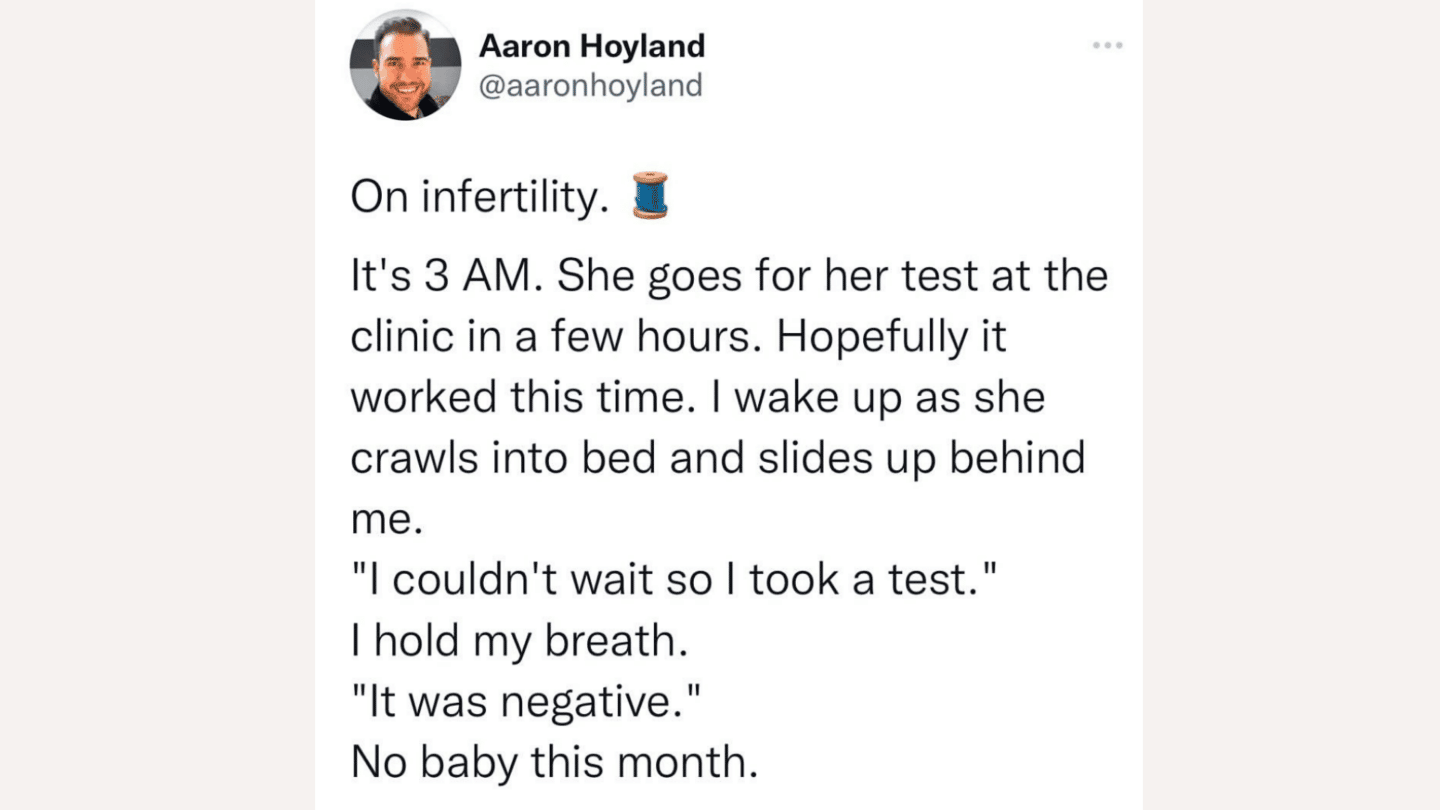 Viral tweet on infertility from dad's perspective