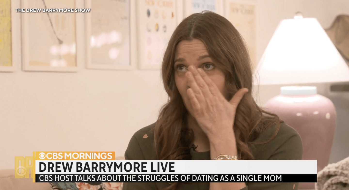 Drew Barrymore emotional during interview clip